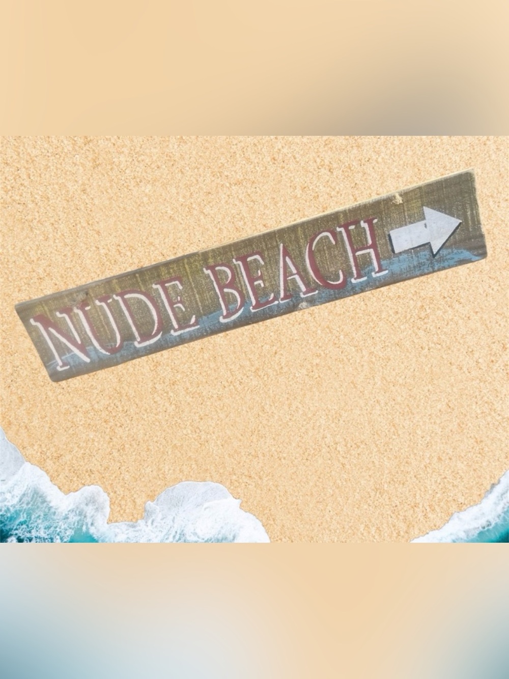 Nude Beach Sign rustic decor summer pool